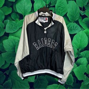 XL Raiders Chalkline by Jerzees Vintage Windbreaker Pullover Jacket‎
